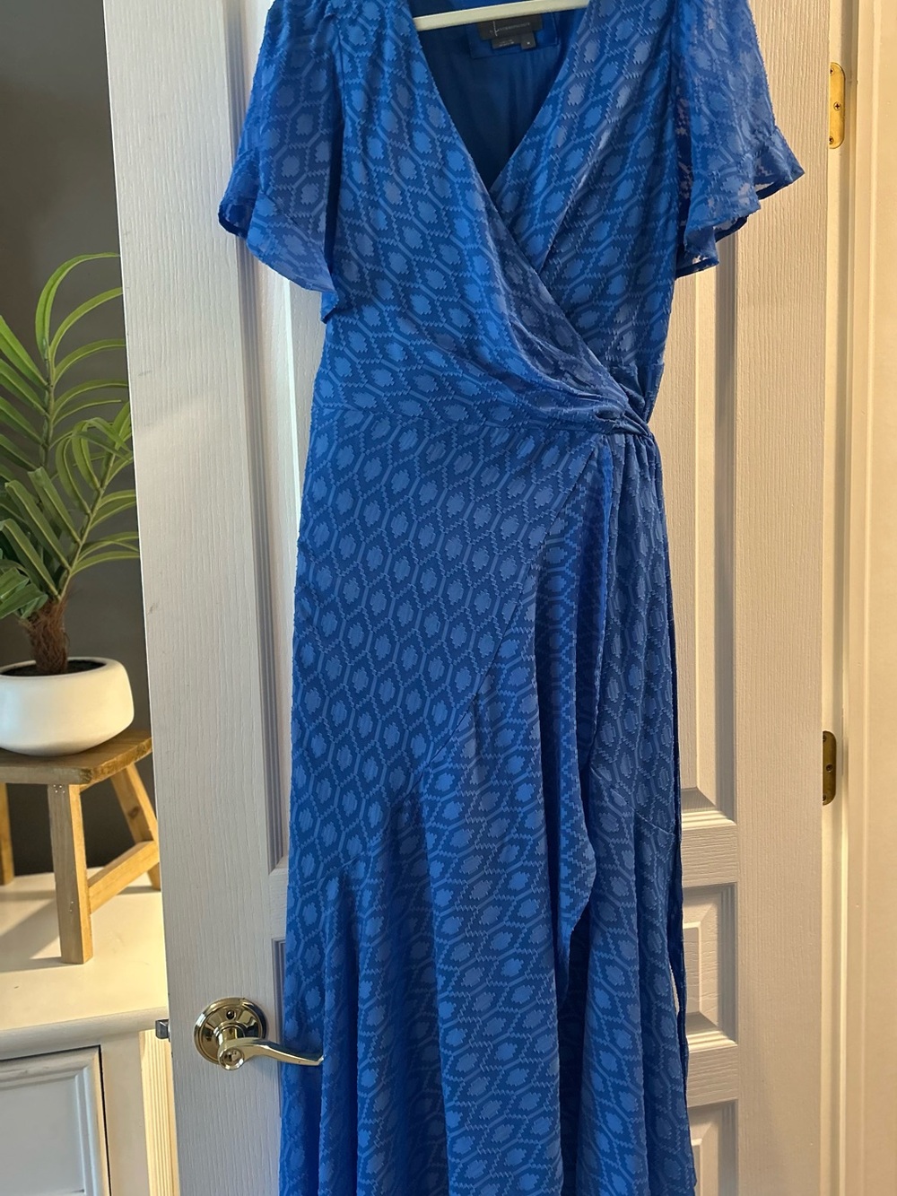 Anthropologie Royal Blue Wrap Maxi Dress